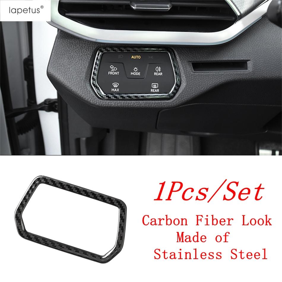 

For VW Volkswagen ID.4 ID4 - 2025 Car Head Lights Lamp Switch Button Panel Cover Trim Stainless Steel Accessories Interior Carbon Fiber Look