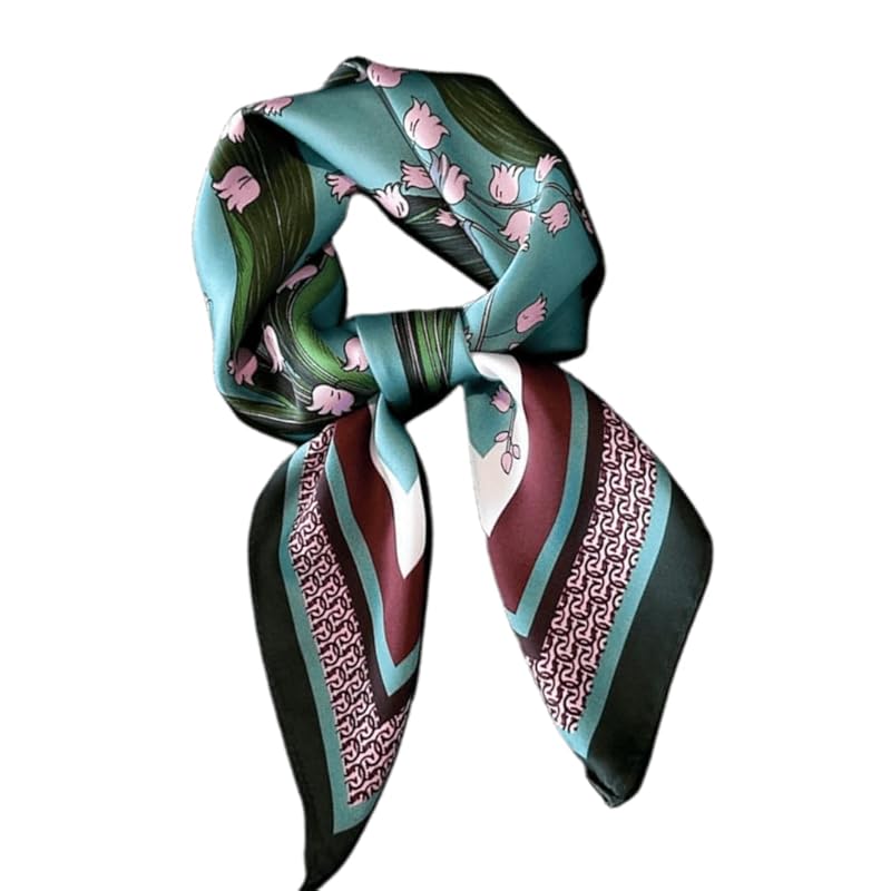 

[KOUMAKI] scarf ladies cat pattern cat print bandana shawl neckerchief 70×70cm silk style Stylish mother s day square How to roll bag decoration hair