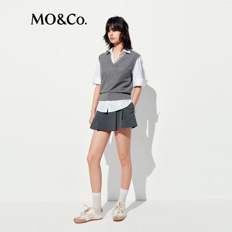 

MO&Co. 100% Шерсть ягненка Вязаный жилет с V-образным вырезом M (165)