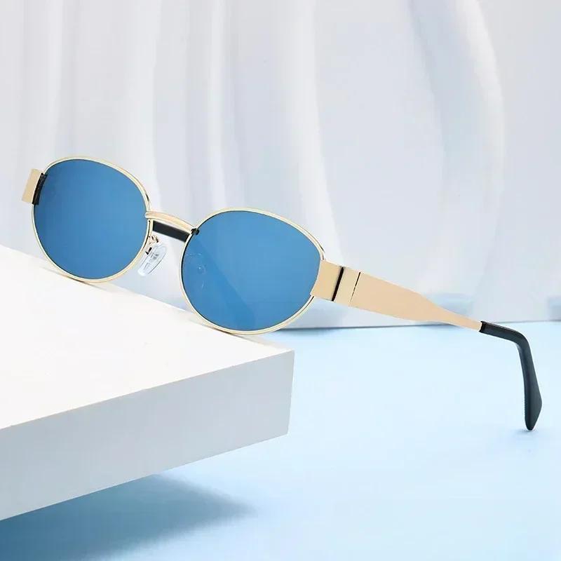 Ovale Zonnebrillen voor Dames Heren Trendy Metalen Frame Zonnebrillen Klassieke Tinten