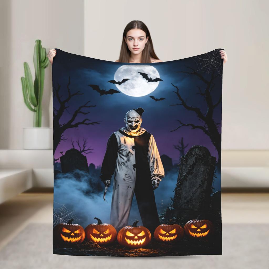 Art The Clown Terrifier Flannel Blanket Horror Movie Funny Throw Blanket For Home 200X150Cm Quilt