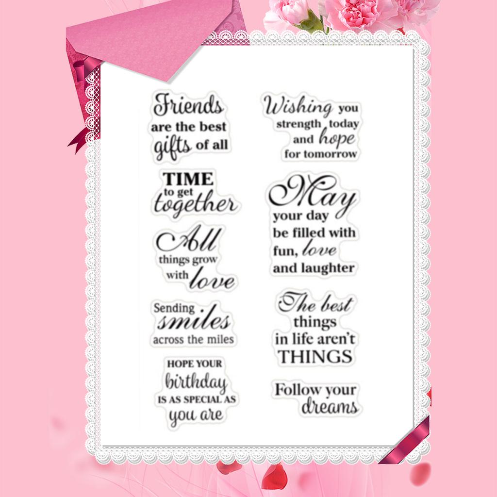 Blessing Words Clear Silicone Stamp Lettering Pattern Clear Stamper for Scrapbooking Card Making Photo Album Decoration