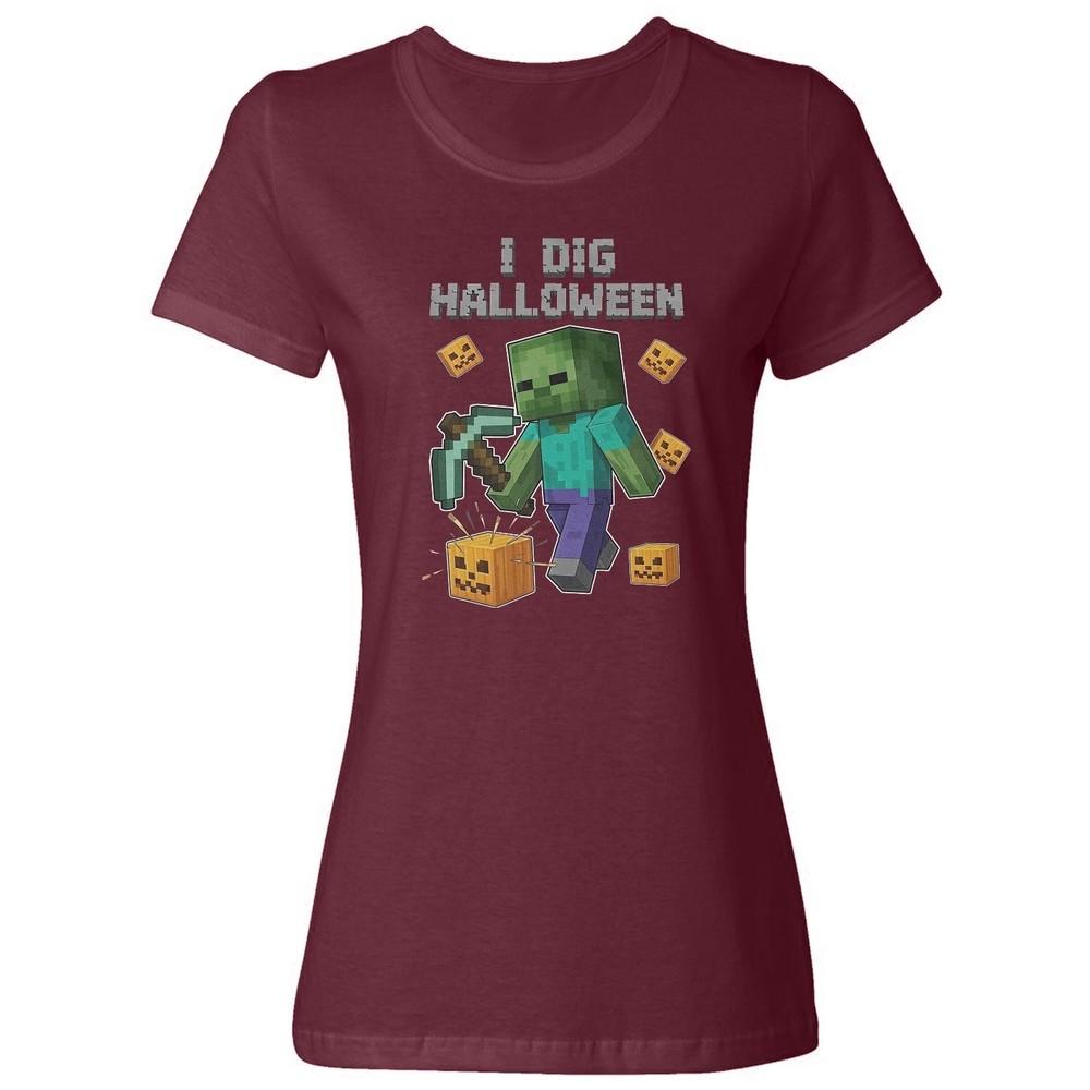 I Dig Halloween - Pixel Game Blocky Pumpkin Mine Ladies' Crewneck T-Shirt Unisex T-Shirt