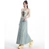 Retro Washing Denim Skirt for Women In Summer New Style Worn High Waist Slim Hip Fish Tail Long Skirt
