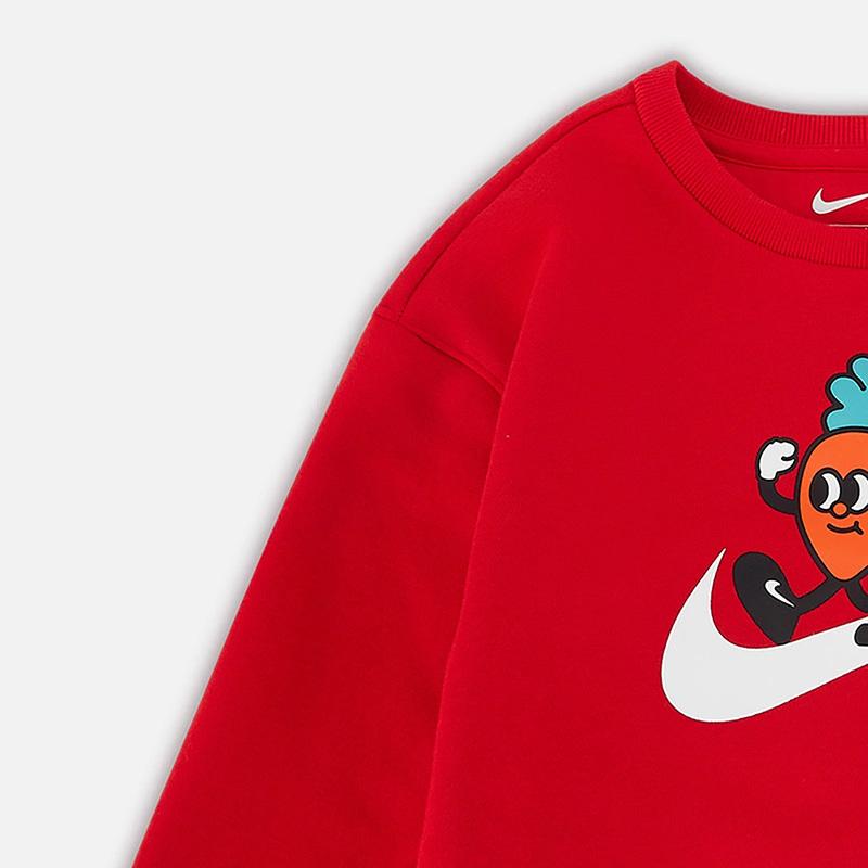 Nike Sweatshirt Graphic Print Crewneck Kids Tops Red FN7117-657