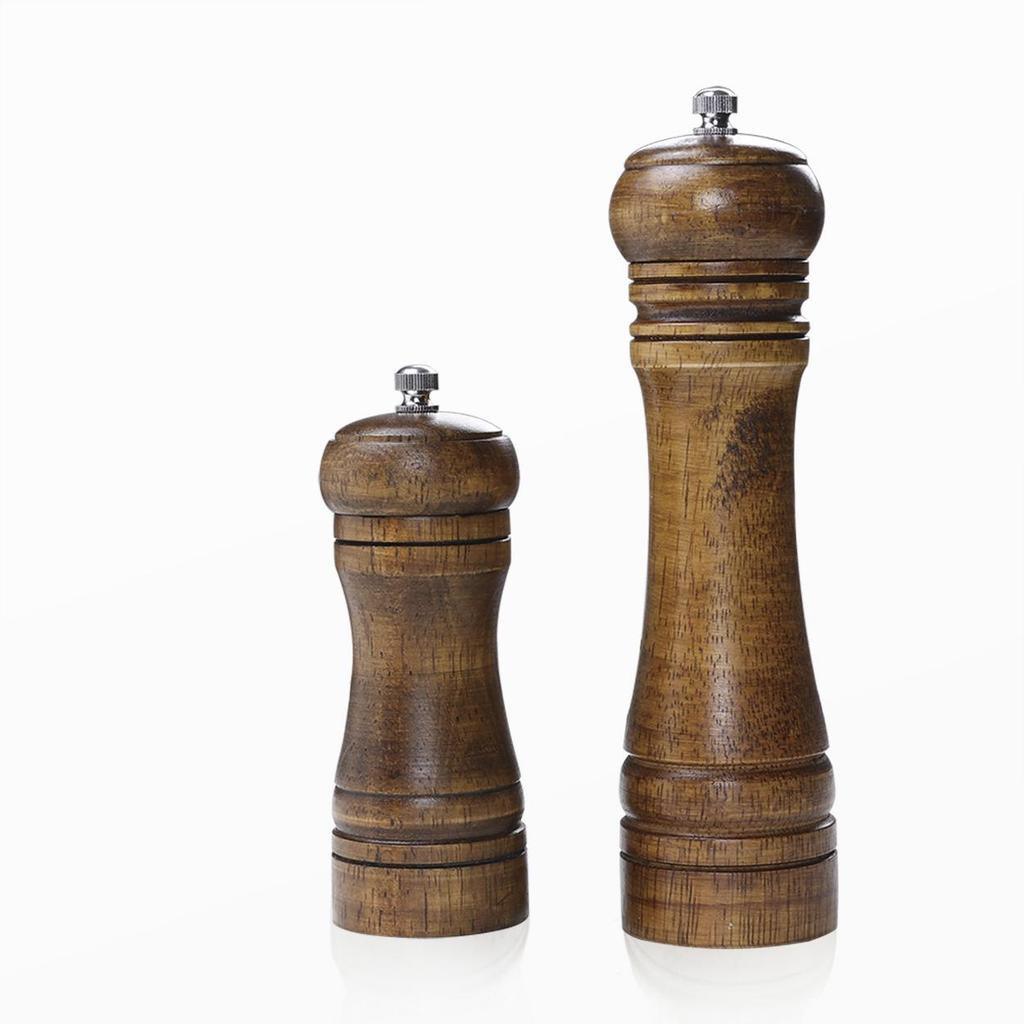 Manual Wooden Pepper Mill with Ceramic Grinder - Kitchen Tool for Black Pepper