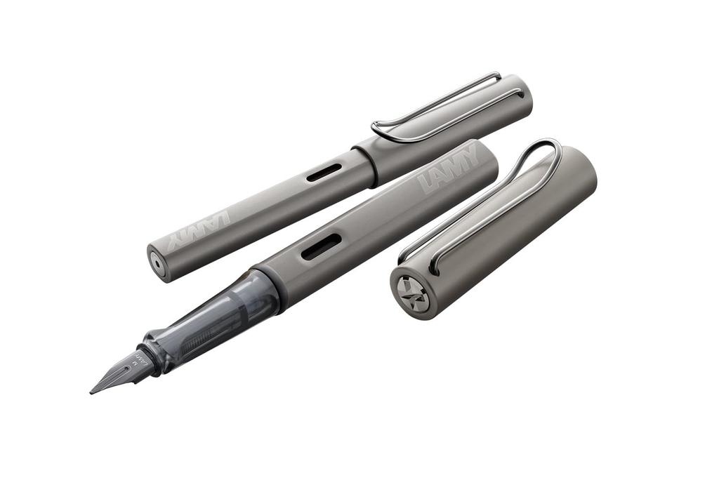 LAMY Lx Ruthenium Fountain Pen Elegant Aluminum Body with Palladium Stainless Steel Clip Steel Extra Fine Includes LAMY T10 Blue Ink Cartridge -