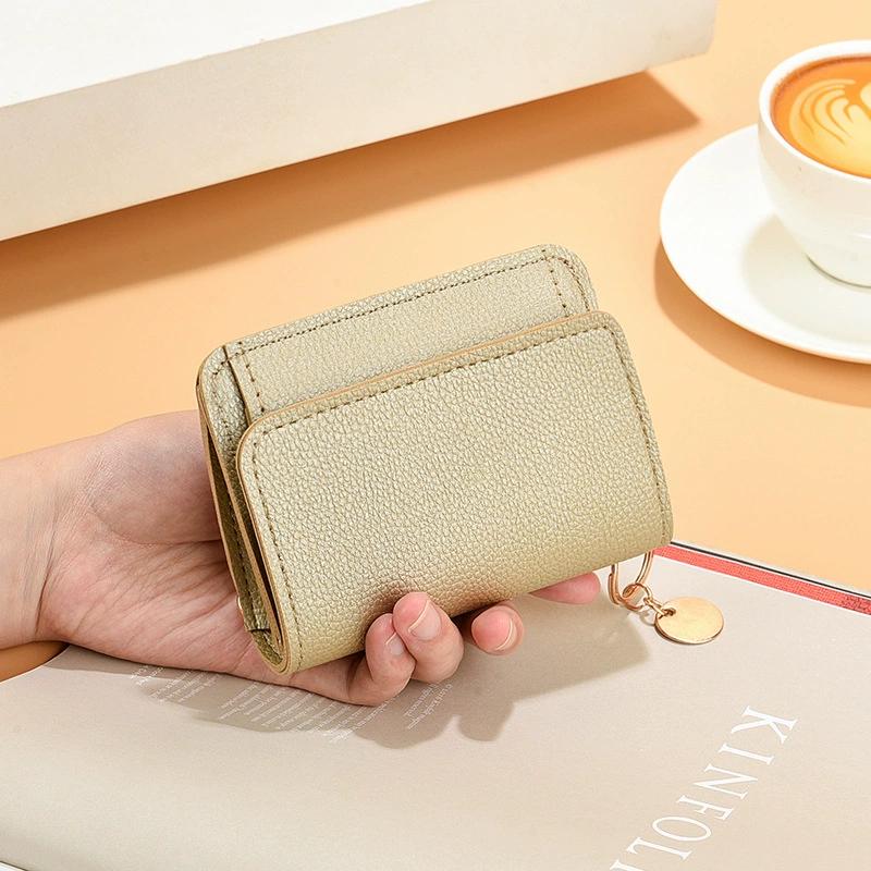Nová dámská peněženka v korejském stylu, jednobarevná jednoduchá peněženka na mince, přenosná taška na kreditní karty