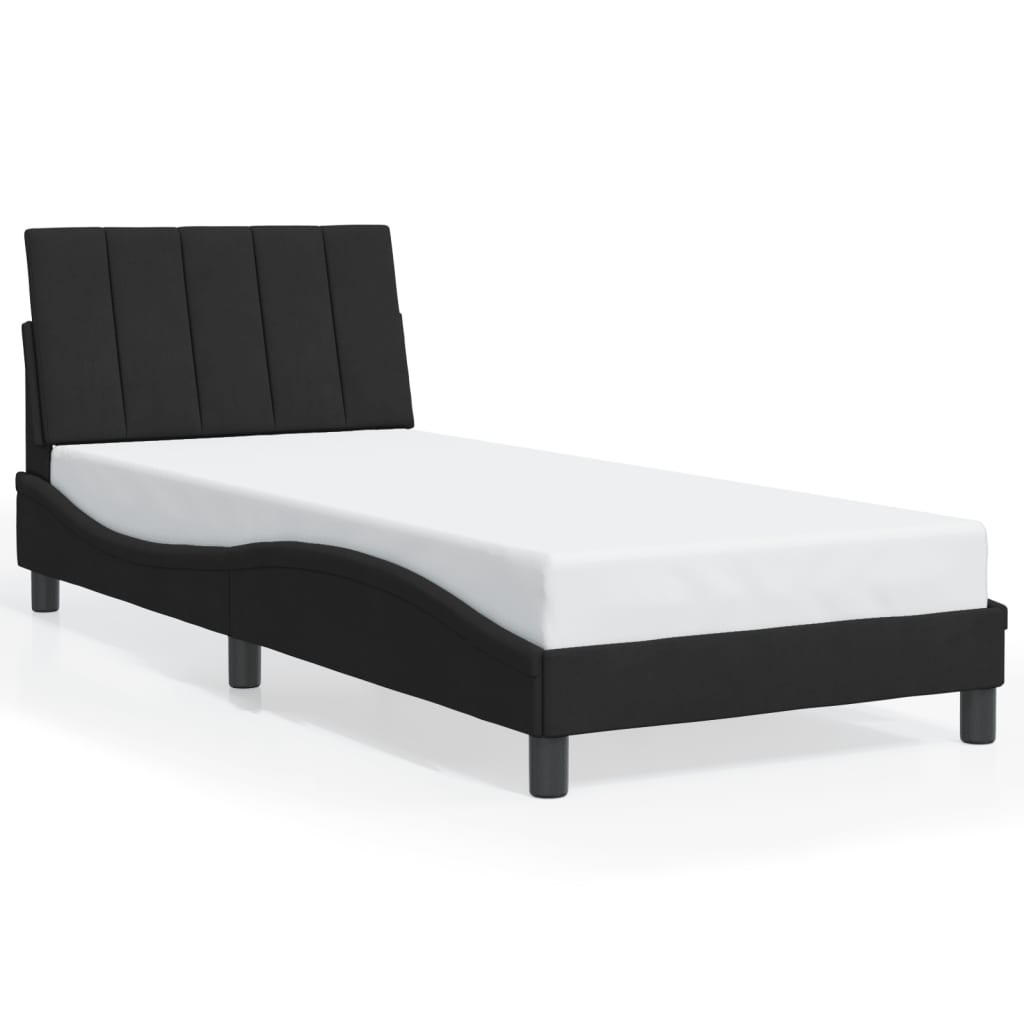 Vidaxl Bed Frame With LED Lighting, Black, 90X190 Cm, Velvet