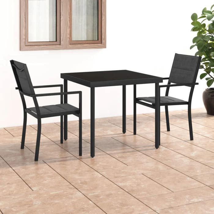 VidaXL Mobilier de Salle à Manger d'Extérieur 3 pcs Ensemble de Meubles à Dîner de Jardin Table et Chaises de Repas de Patio 3073531