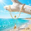 Bohemian Multilayer Starfish Shell Pendant Necklace for Women Handmade Imitation Pearl Beaded Choker Beach Party Charm Jewelry