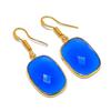 Blue Chalcedony Gemstone Handmade 925 Sterling Silver Jewelry Earring 1.58" GK-5153