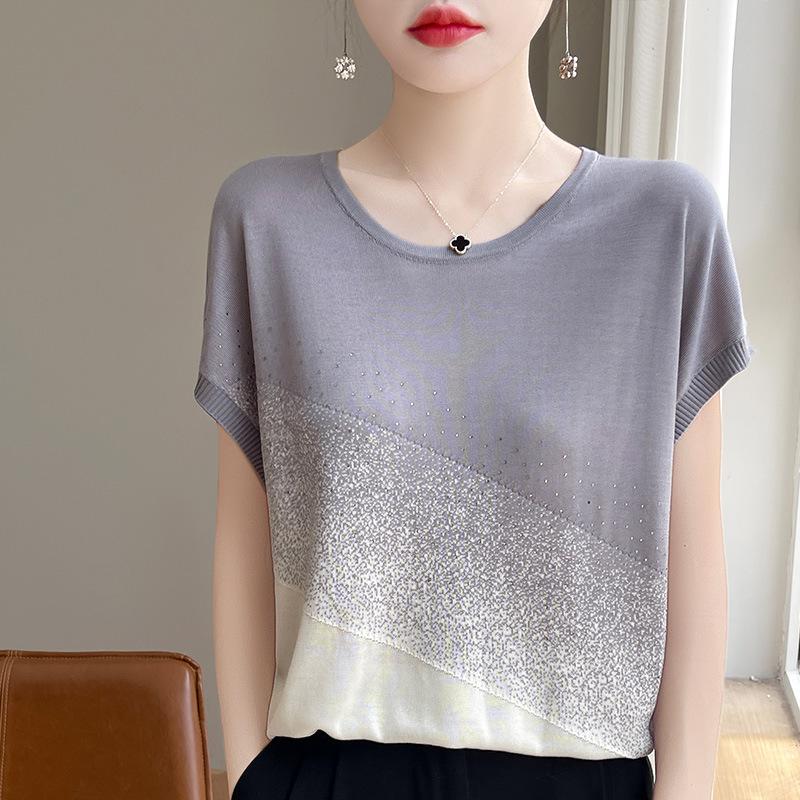 Модный осенний стиль Tencel свитер тонкий круглый вырез стандартный свитер женский трикотаж M