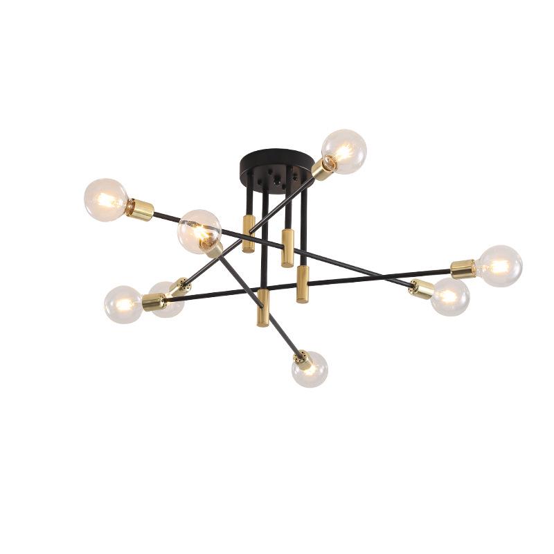 Nordic Minimalist Branch-Chandelier: Black & Gold LED Ceiling Light for Living Room, Bedroom, or Study