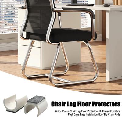 24 Pezzi Protezioni per Pavimento per Gambe di Sedie in Plastica a Forma di U Puntali per Piedini di Mobili Facili da Installare Cuscinetti Antiscivolo per Sedie