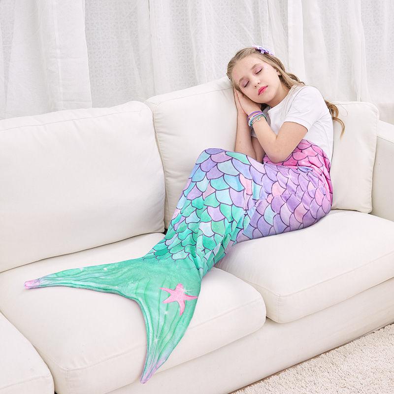 

Mermaid Sleeping Bag Universal Soft Mermaid Tail Blanket Beautiful Cozy Rainbow Mermaid Blanket Children s Anti Kick Sleeping Bag A color under 4 years old