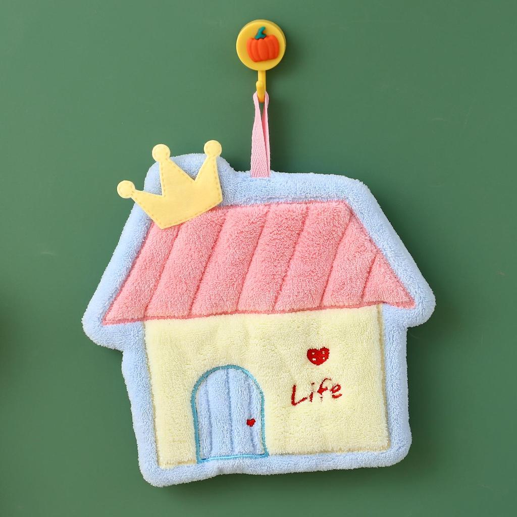 Cartoon Small House Quick-Dry Soft Hand Towel for Kitchen & Bathroom
