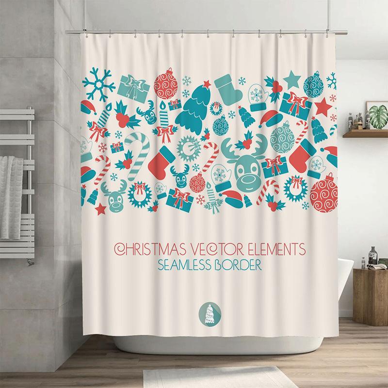 

Tu Christmas Shower Curtain Festive Holiday Pattern Xmas Decor Bathroom Backdrop Waterproof Holiday Home Decor Gift Idea W60H190(CM)-1 Pcs