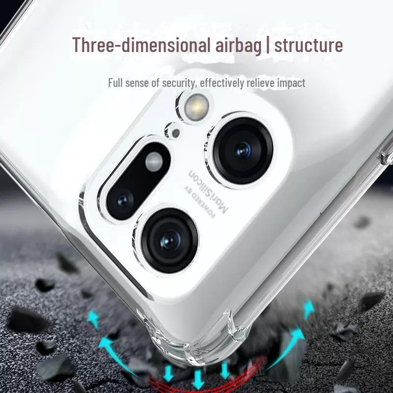 Oppo Find X5 Pro Anti-Fall Silicone Case: Transparent Four-Corner Airbag Design, Compatible with Find X2/X3