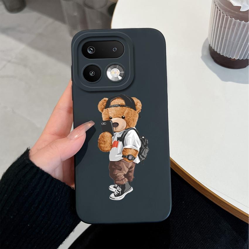 For OPPO Realme 16 15 14 Pro Plus C85 Pro OPPO Reno 15 Pro AX7 A77 A91 A95 A96 Phone Case Lovely Bear Soft Liquid Silicone Lightweight Anti Drop Shell
