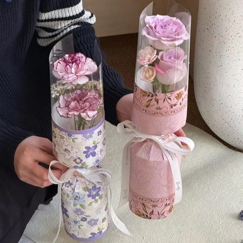 10 Pieces Romantic Hug Bucket Bouquet Transparent Bouquet Packaging Bag Graduation Party