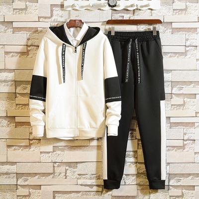 (hoodie + Pants)  Spring and Autumn  Fashion Trend Two-Piece Men's Casual Relaxed Comfortable Large Size Sports Suit