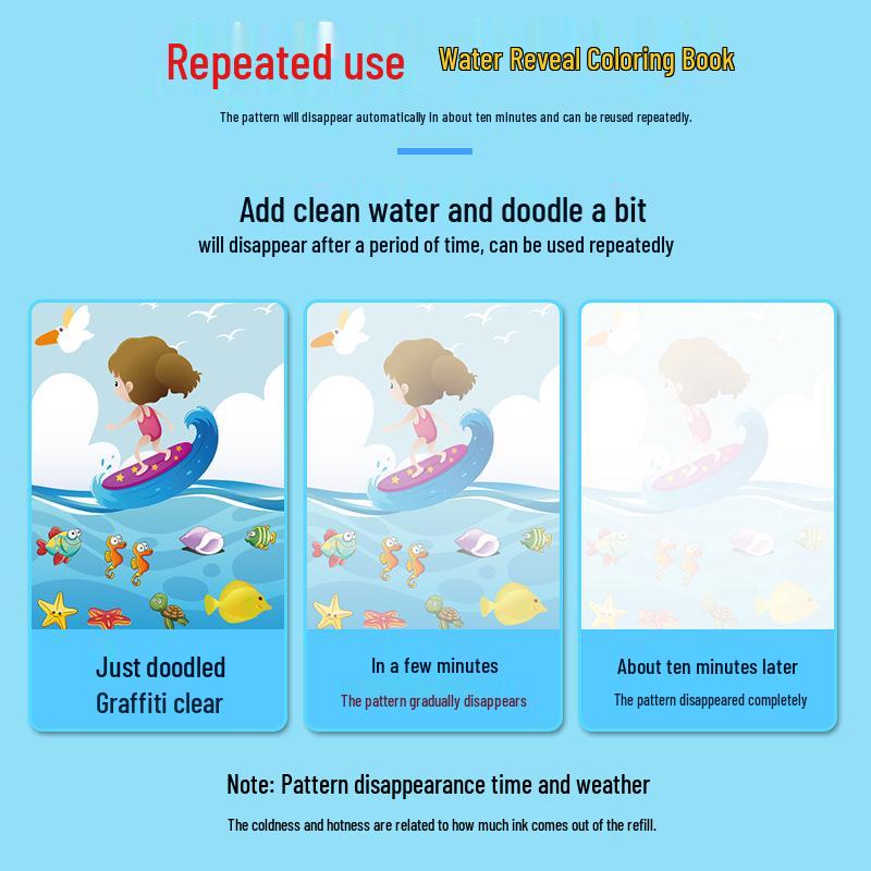Children's Reusable Magic Water Painting Book: Educational Drawing & Coloring Set