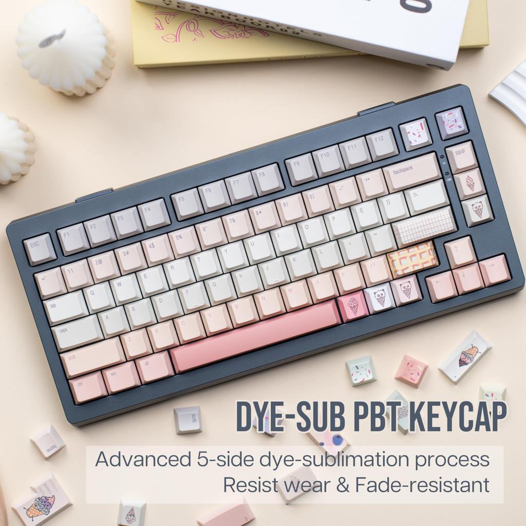 KiiBoom X Strawberry Jam 1986 Berry Cream Keycap 137 Keys PBT Custom Keycaps for Cherry Profile Mechanical Supports TKL Full Size Layout Set,