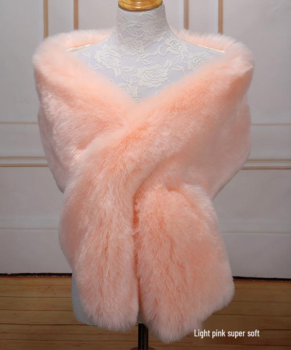 Women's Faux Fox Fur Shawl Cloak: Thick Autumn/Winter Bridal Evening Scarf and Neck Warmer