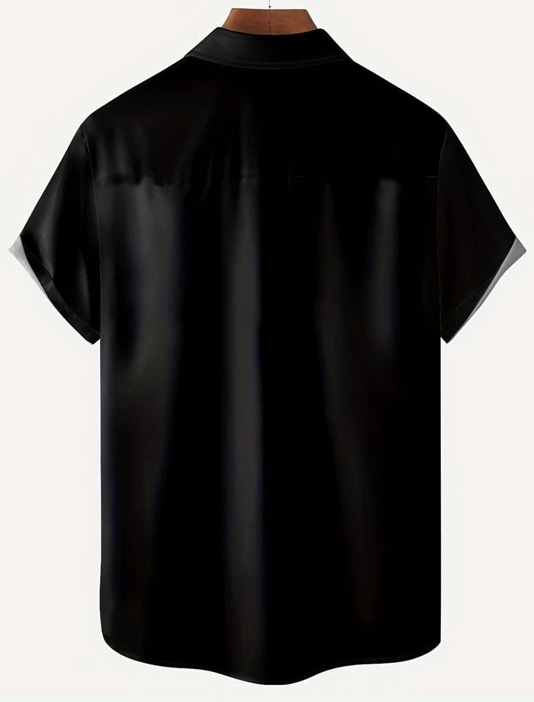 Kočičí potisk tričko s přední zvířecí kočkou na letní oblečení Černá [aspersio] Krátký rukáv s límečkem, unikátní, zábavné, pánské, výrazné, top, cool, volného střihu