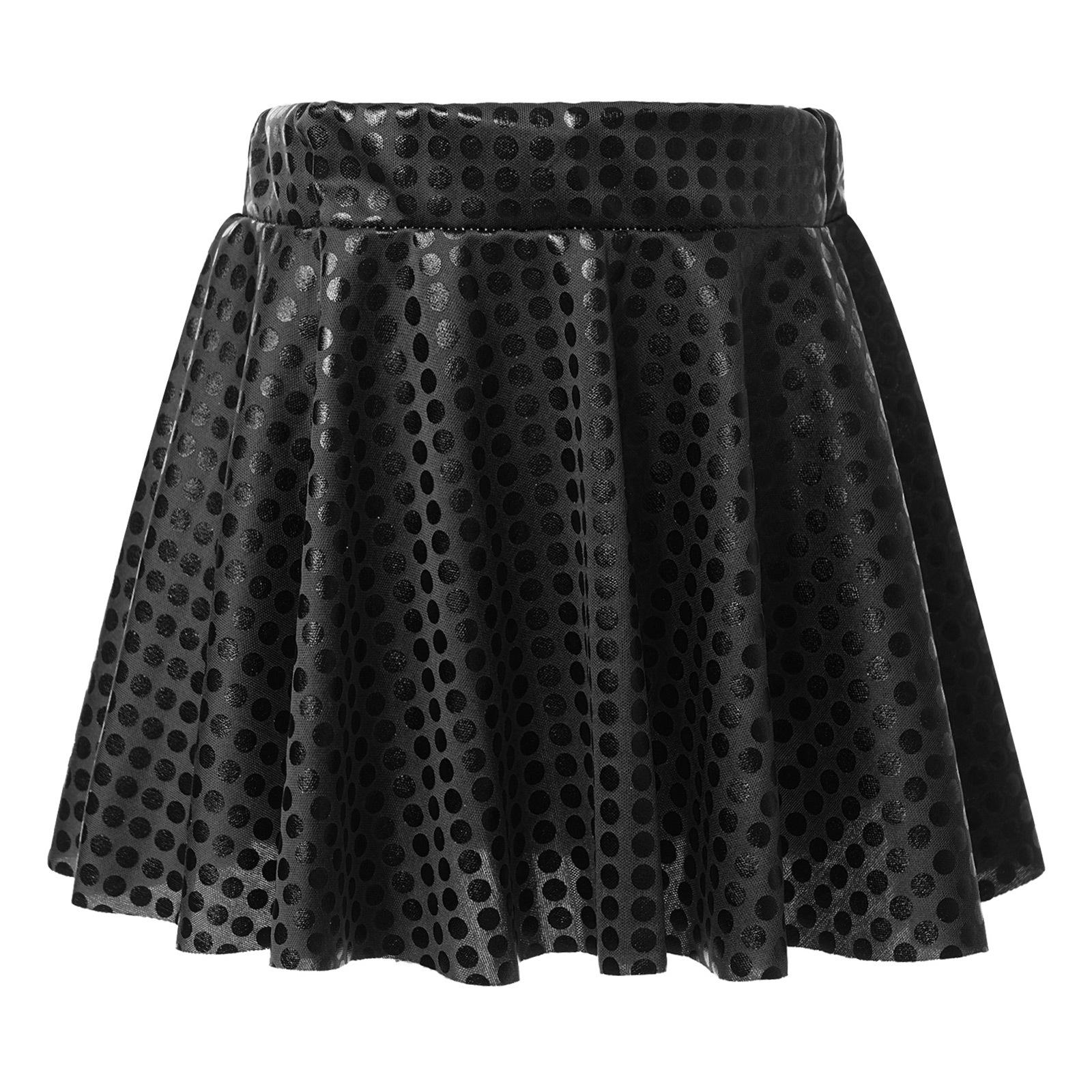

Girls Sparkling Dot Dance Mini Skirt Elastic Waist Swing Skating Costume 11-12 Years чорний