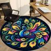 Tapis rond à motif plumes de paon (1 pièce), idéal pour le bureau, la chambre ou le salon. Décoration intérieure disponible en plusieurs tailles.