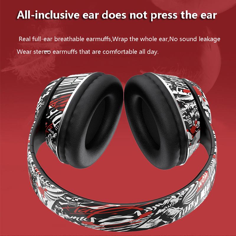 Neue bunte Graffiti-Kopfhörer LED Wireless Bluetooth Headsets Hifi Stereo Faltbare Gamer Kopfhörer Rauschunterdrückung Freisprecheinrichtung
