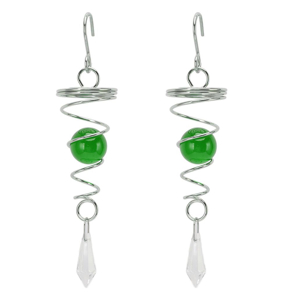 2Pcs Gazing Ball Spiral Tail Wind Spinner Stabilizer Stainless Steel Spiral Wind Chimes for Outside Green