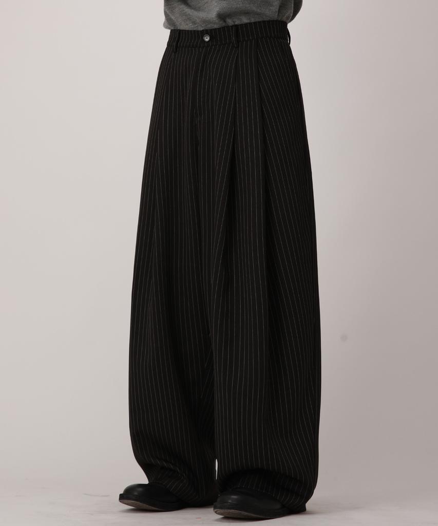 Dibellobeu Double Pintuck Wide Slacks_Black Stripe