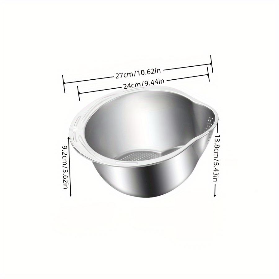 Stainless Steel Draining Basket, A Magical Tool For Washing Rice, Rinsing Fruits, And Draining Water, Specially Designed For Household Kitchen Use