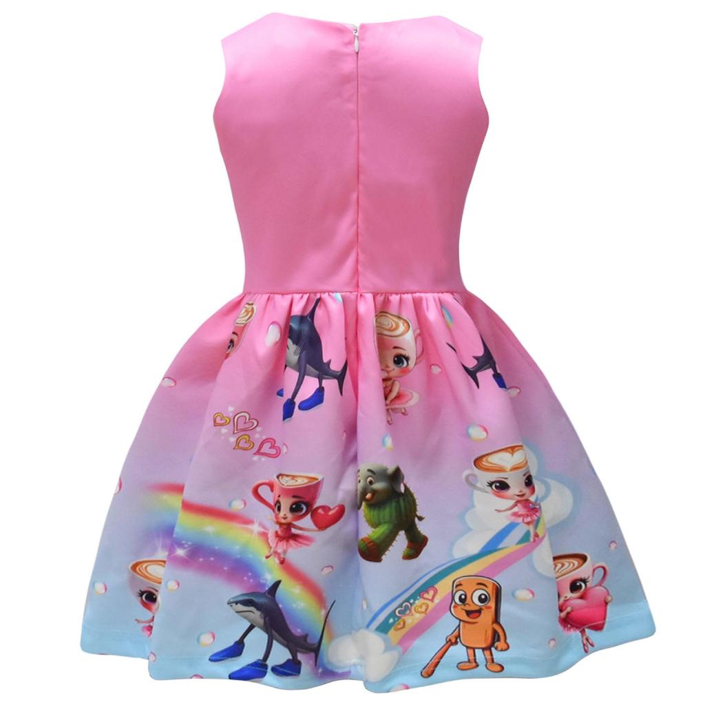 Vestito a Gilet con Fiocco per Ragazze Cappuccino