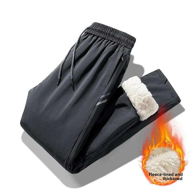 Winter Cotton Pants Men Fleece Lined Plus Size Outdoor Casual Long Pants Warm Lamb Wool Sweatpants Men Casual Sports