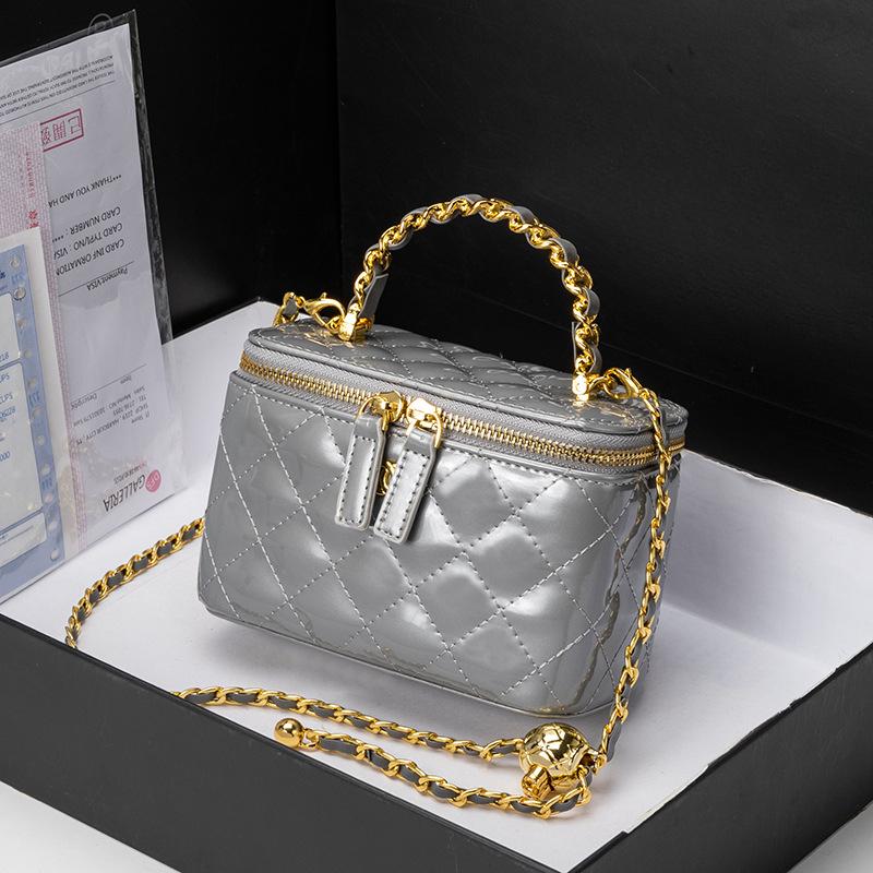 

Корейская Мода Новый Стиль Сумка-Цепочка с Бриллиантами Стиль Легкой Роскоши Золотой Шар Сумка Кроссбоди Маленькая Сумка-Коробка из Лакированной Кожи с Ароматом Маленькой Сумки Сумка-Тоут Сумка