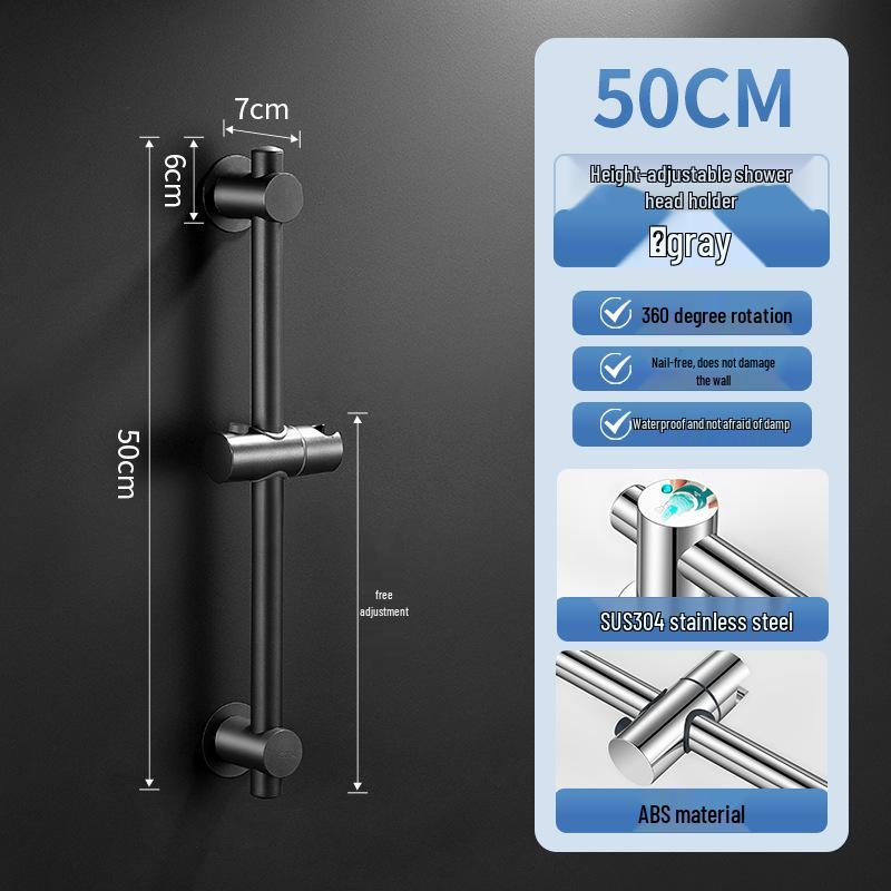 Adjustable Stainless Steel No-Drill Shower Arm and Head Holder
