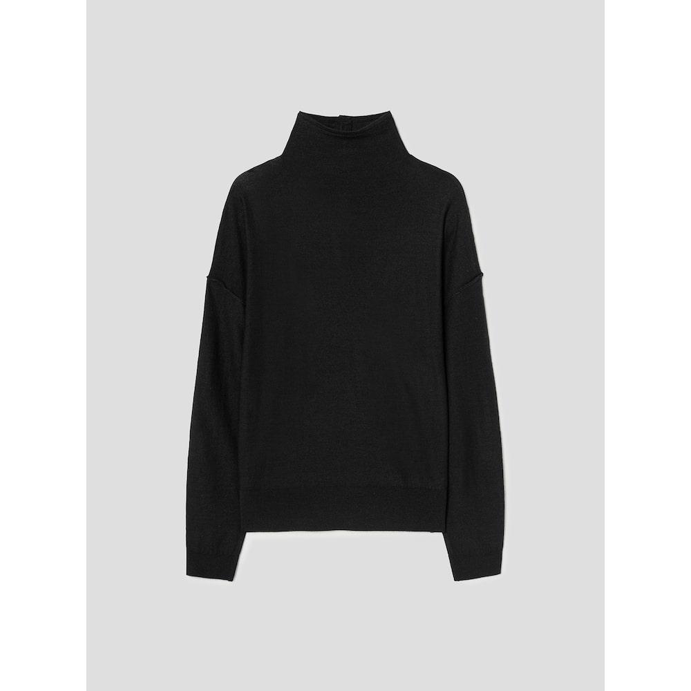 Anggae Half Neck Button Pullover Black