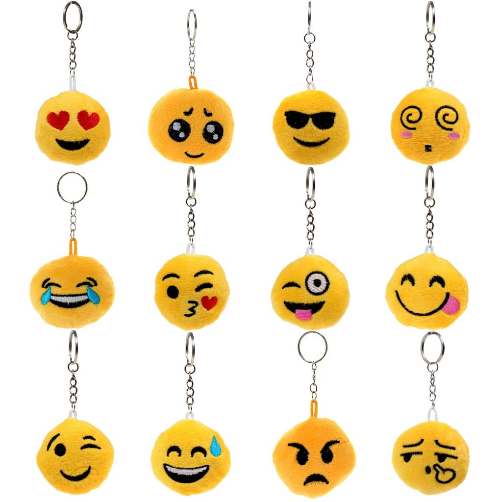 Brelok, Breloczek Do Kluczy Pluszowy Emotka, Emoji, Różne Wzory 12 Szt.