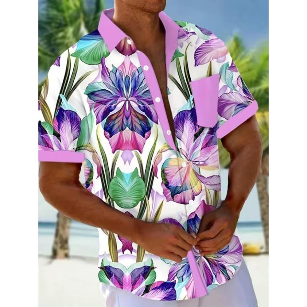 Camisa de Hombre con Estampado Floral Impresión 3D Camisa de Botones Camisa Casual Camisa de Verano Manga Corta Ropa Diaria de Vacaciones