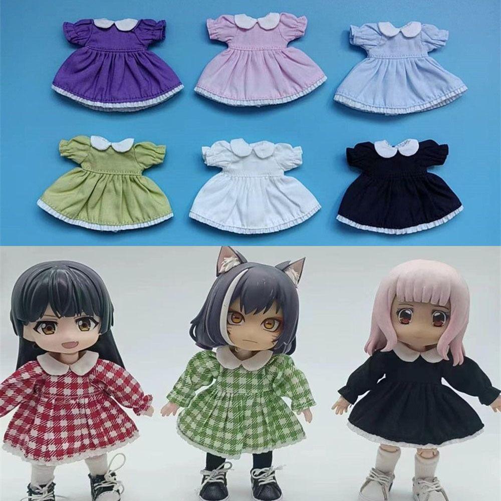 Handmade Pure Color Dresses Puff Sleeve White Cardigan Doll Clothes Skirt  1/11 OB11 Dolls/1/12 BJD