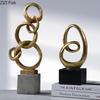Nested Golden Ring Geometric Abstract Circular Statue Resin Crafts Sculpture Desk Decoration Ornaments Room Aesthetics Decor