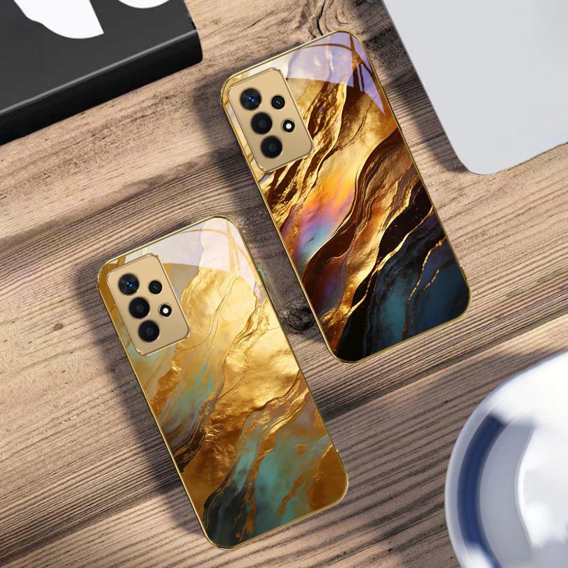 Gold Marmor Textur Für Samsung A73 A72 A71 A42 A56 A55 A54 A53 A52s A52 A51 A36 A35 A34 A33 A32 A16 Goldenes Glas Handyhülle