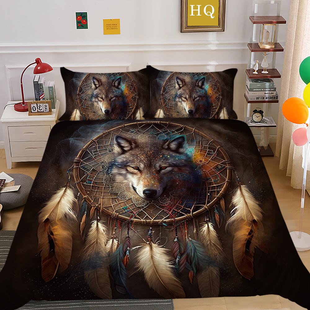 Bettbezüge, Wolf-Druck, Mikrofaser, Einzelbett-Bettwäsche-Set, Bezug für Kinder, weich, hochwertige Heimbettwäsche