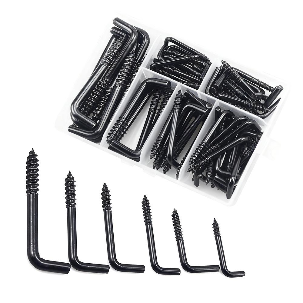 75pcs 7 Different Shapes Screw-in Hooks Stainless Steel Screw Hook  Home Improvement