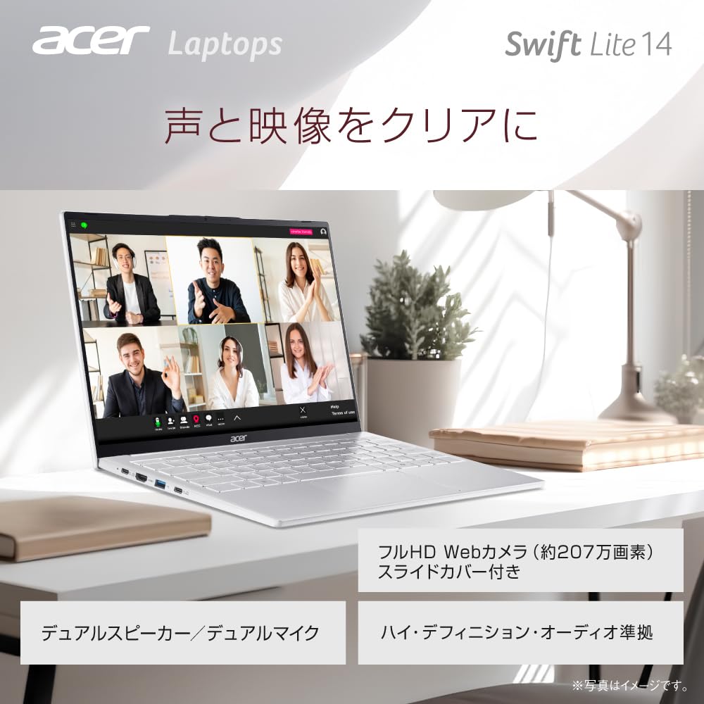Acer Swift Lite WUXGA IPS Matte AMD Ryzen 5 240 16GB 512GB Aluminum Alloy Battery Sliding WiFi Speaker and Backlit Japanese Keyboard 14, 14-inch,