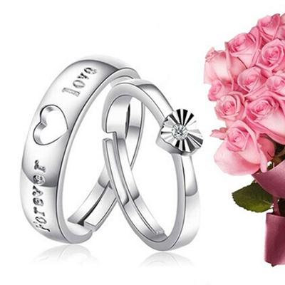 Vergoldet Forever Love verstellbar Zirkon Herz Ring Paar